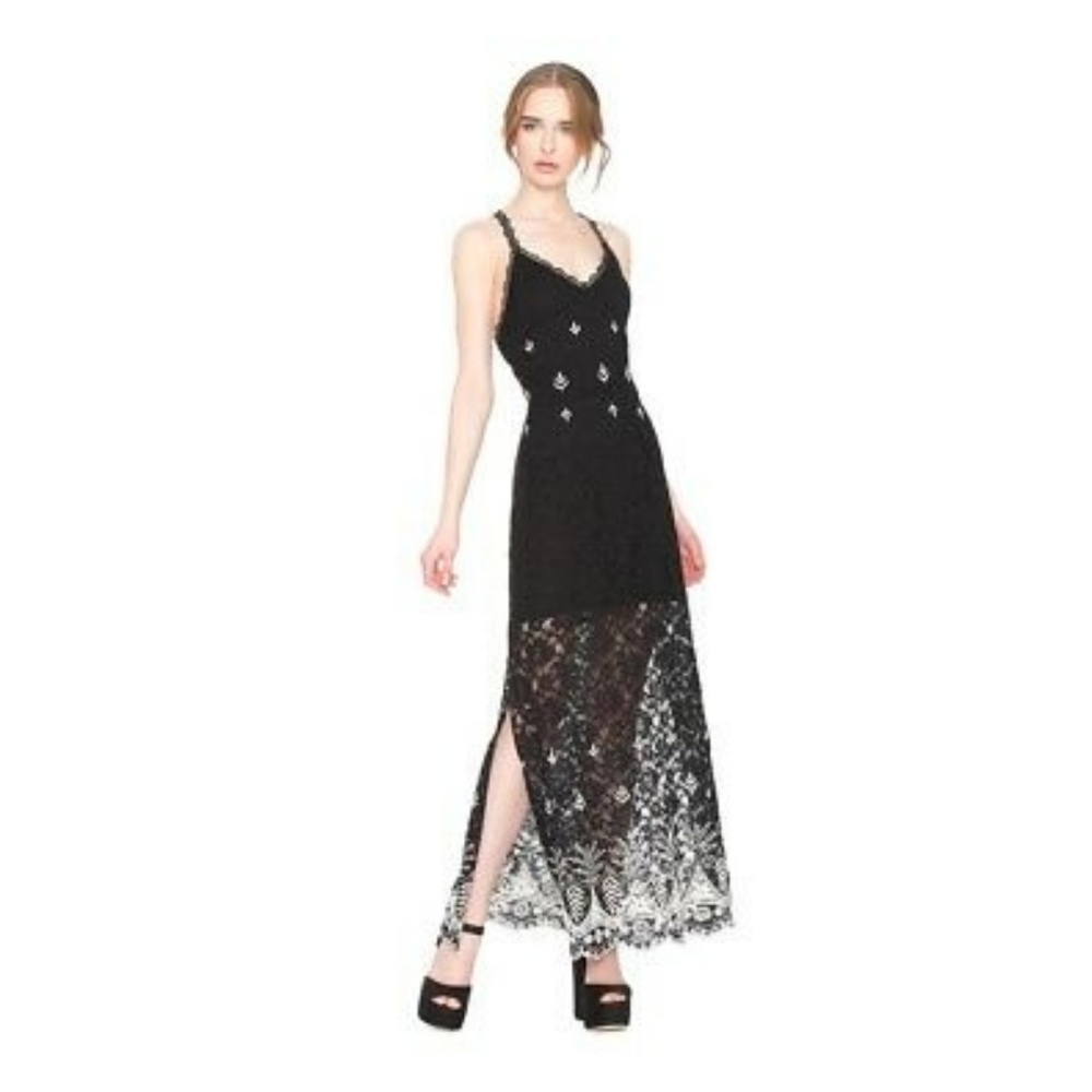 alice and olivia sally y-back long slip dress